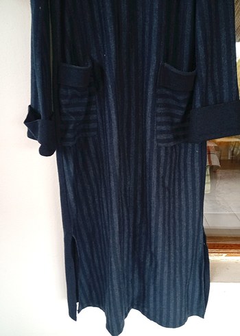 Kadın Lacivert Uzun Kaban - Görsel 3