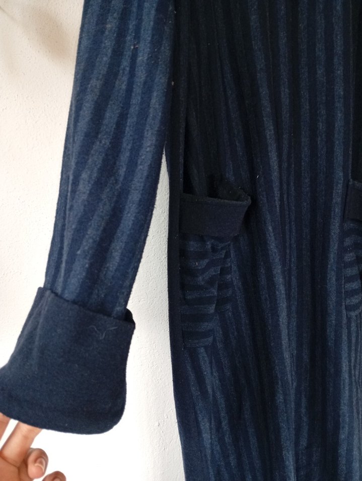 Kadın Lacivert Uzun Kaban - Görsel 4