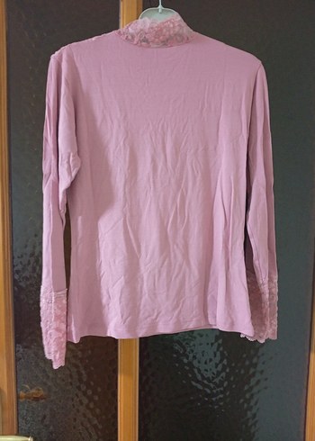 Dantel Detaylı Pembe Uzun Kollu Bluz - Görsel 3