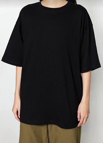 s Beden Beyaz Renk Oversize Sade Basic T-shirt 