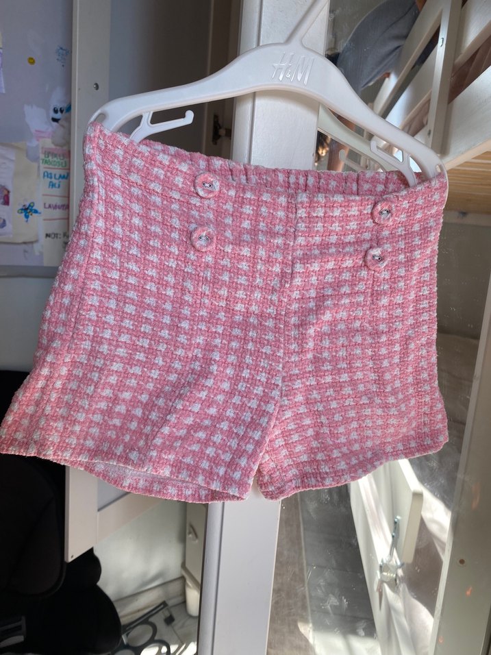 Düğmeli  Pembe Kız Şortu - Görsel 2