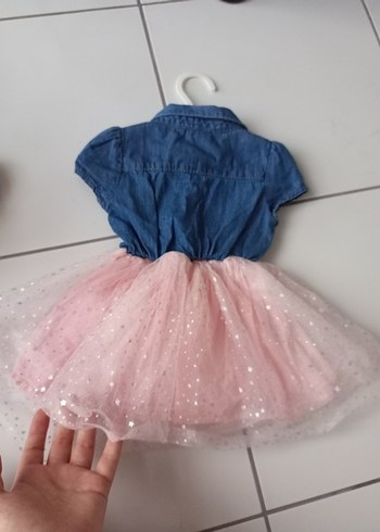 Kız Çocuk Denim Üstü Fırfırlı Pembe Elbise