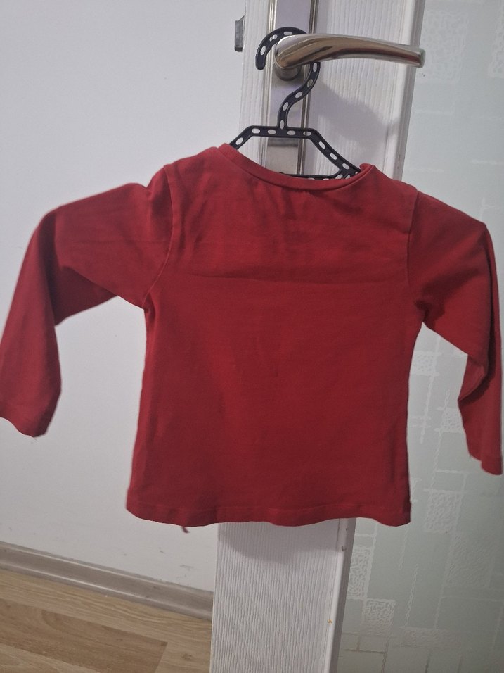 Kız Çocuk Kırmızı Uzun Kollu Baskılı Tişört - Görsel 2