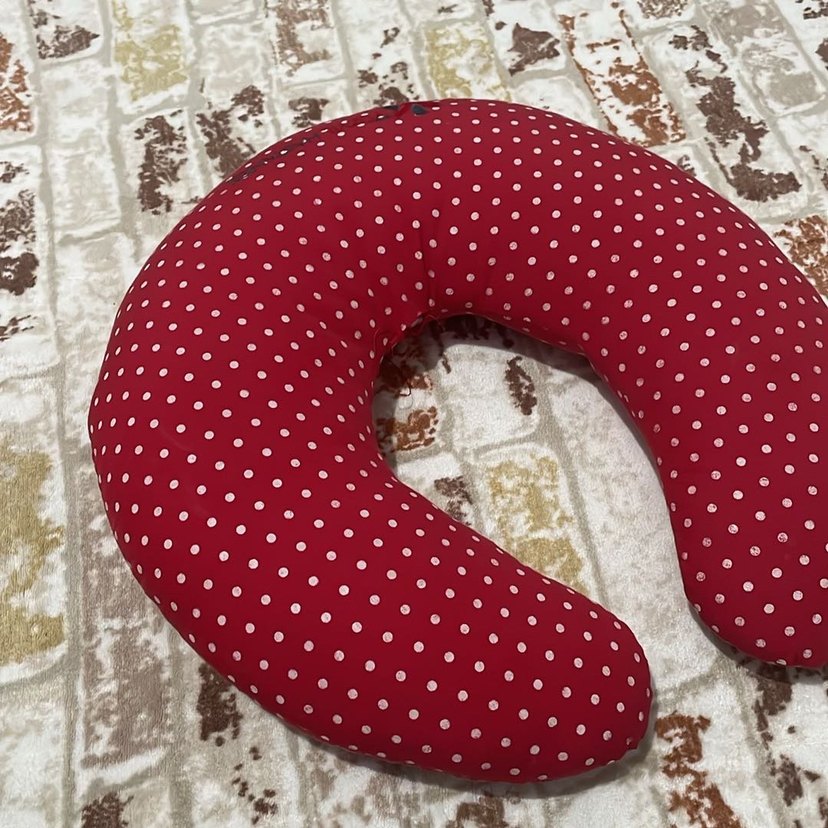 Bordo Puantiyeli Nakışlı Emzirme Yastığı - Görsel 2