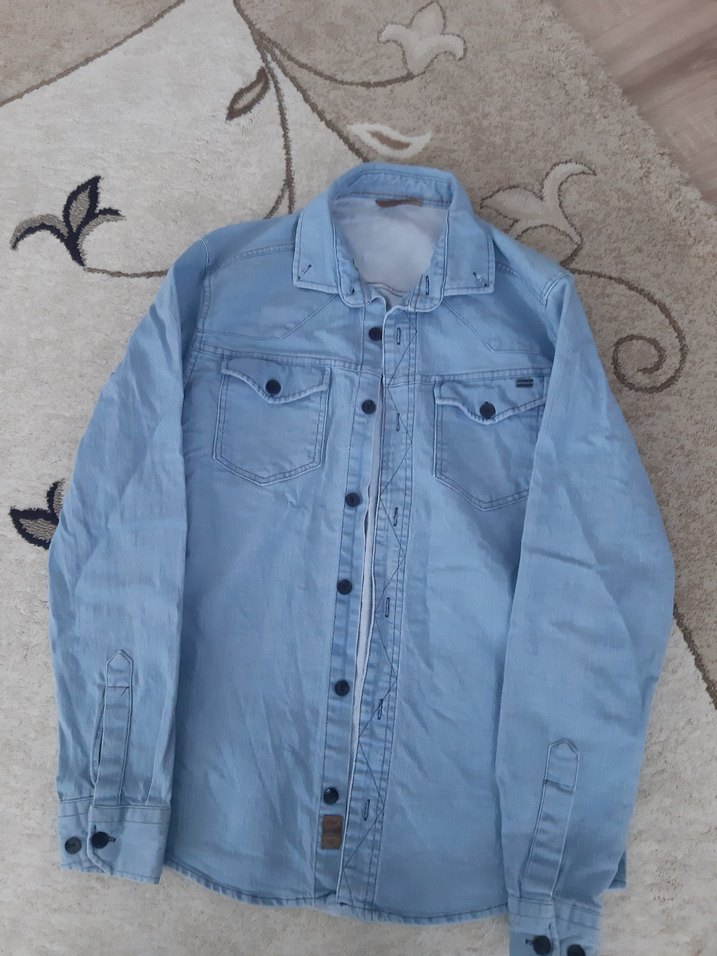 Erkek Mavi kot Gömlek - Görsel 2