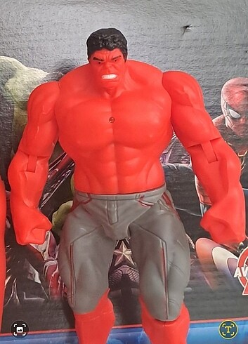 Beden SÜPER KAHRAMAN KIRMIZI HULK VE IŞIKLI KIRMIZI HULK MASKESİ)