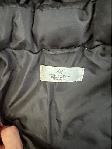 4 Yaş Beden siyah Renk H&M kışlık mont