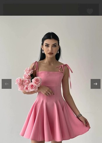 Askılı Pileli Mini Pembe Elbise