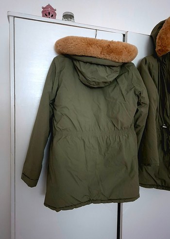 LCW yeşil kapüşonlu içi peluş kaban 13/14 - Görsel 5