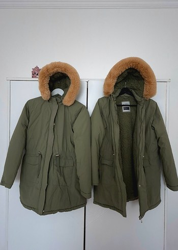 LCW yeşil kapüşonlu içi peluş kaban 13/14 - Görsel 4