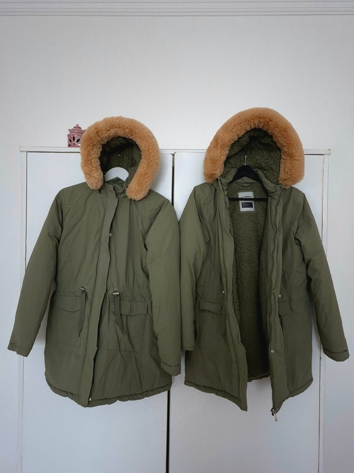 LCW yeşil kapüşonlu içi peluş kaban 13/14 - Görsel 4