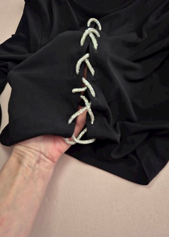 NA-KD taşlı bağcıklı yeni şık crop bluz - Görsel 6