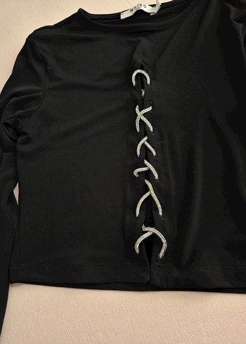 NA-KD taşlı bağcıklı yeni şık crop bluz - Görsel 8