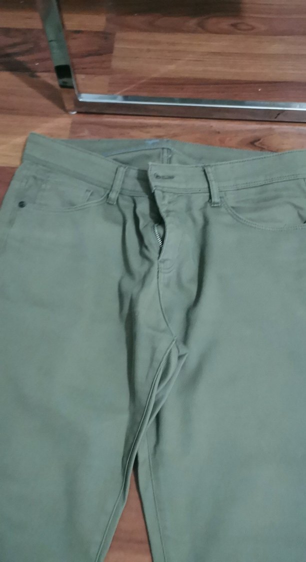 Kadın Parlak Yeşil Kumaş Pantolon - Görsel 2