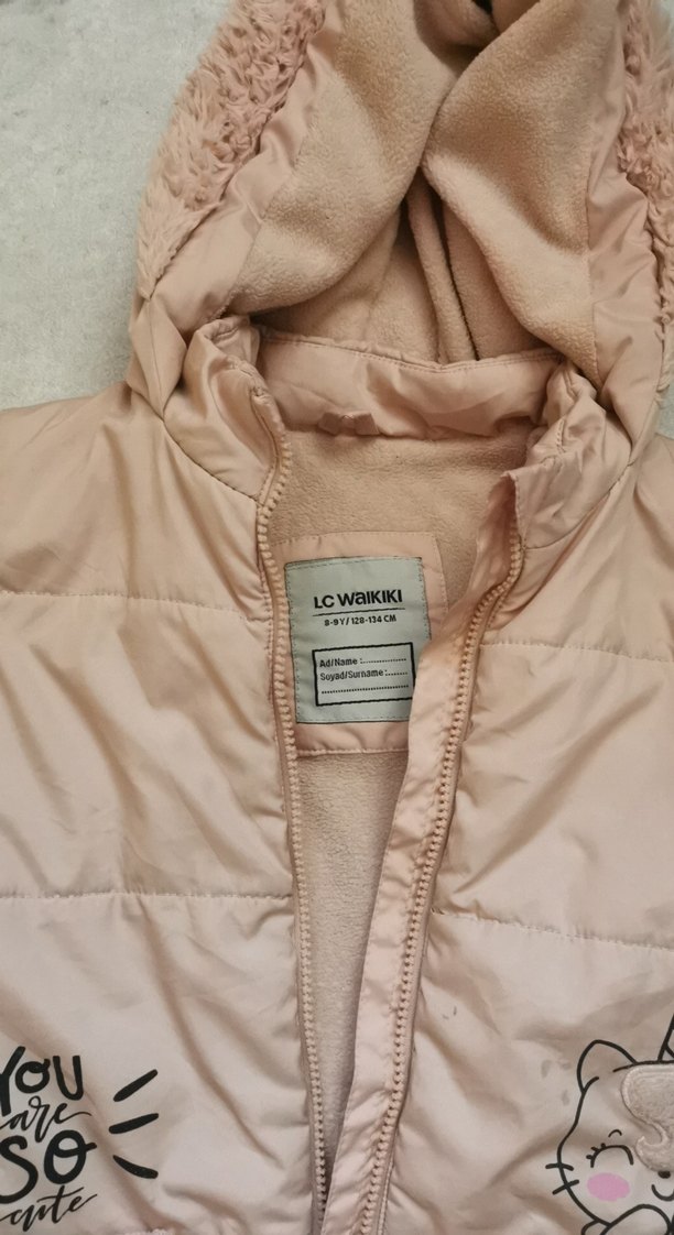 Kız Çocuk Kapüşonlu Peluş Detaylı Mont - Görsel 2