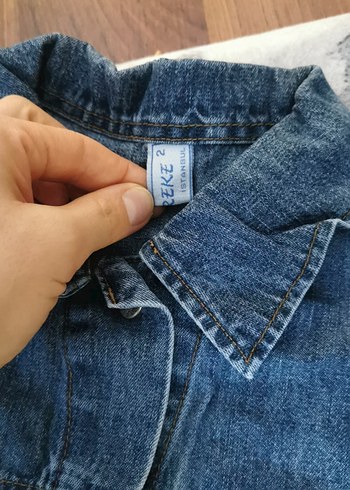 Düğmeli Mavi Kadın Denim Ceket - Görsel 3