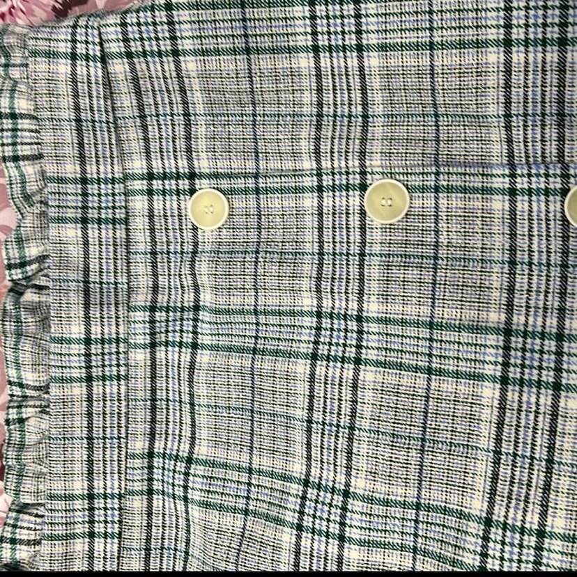 Yeşil Düğmeli Ekose Etek - Görsel 3