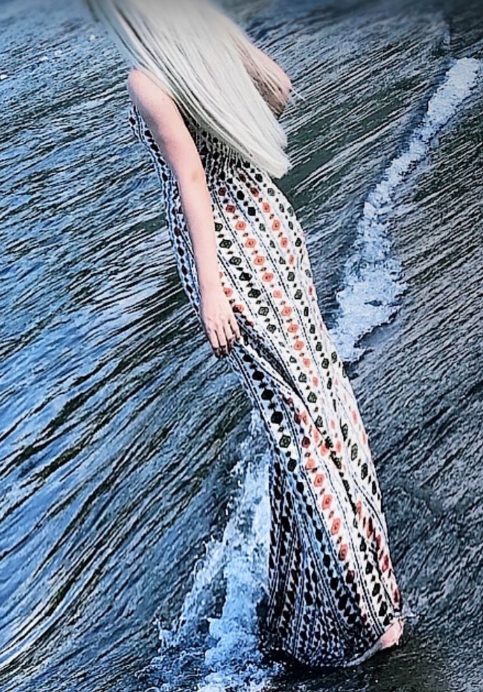 Bohem Çok Renkli Uzun Askılı elbise - Görsel 3