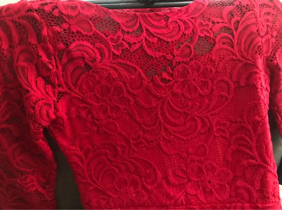 Kırmızı Dantel detaylı kısa elbise - Görsel 2