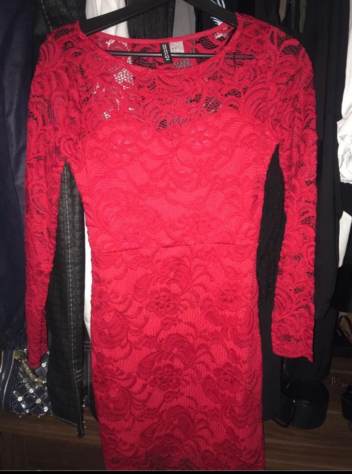 Kırmızı Dantel detaylı kısa elbise - Görsel 4