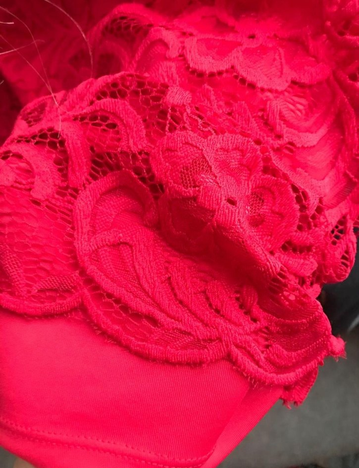 Kırmızı Dantel detaylı kısa elbise - Görsel 3