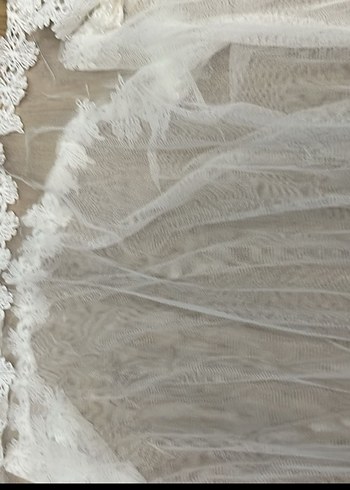 Tül detaylı beyaz elbise - Görsel 5