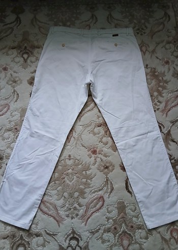 Beyaz Algodon Kumaş Erkek Pantolon Slim Fit - Görsel 3