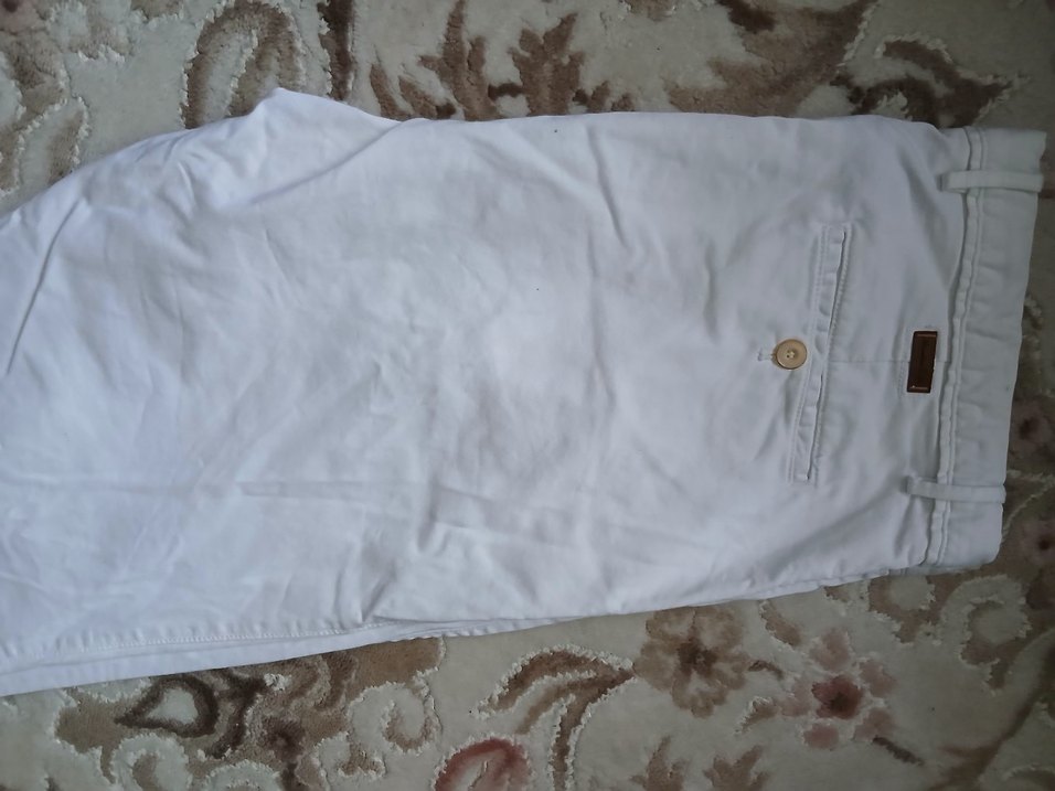 Beyaz Algodon Kumaş Erkek Pantolon Slim Fit - Görsel 4