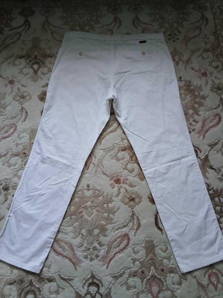 Beyaz Algodon Kumaş Erkek Pantolon Slim Fit - Görsel 3