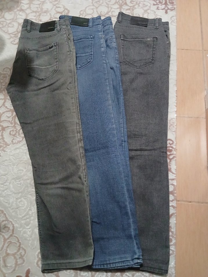 Gri Erkek Kot Pantolon, Kemerli, Normal Boy - Görsel 2