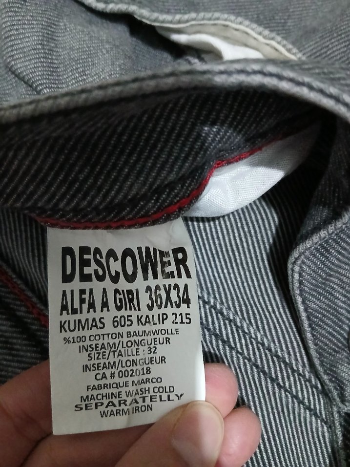 Gri Erkek Kot Pantolon, Kemerli, Normal Boy - Görsel 3