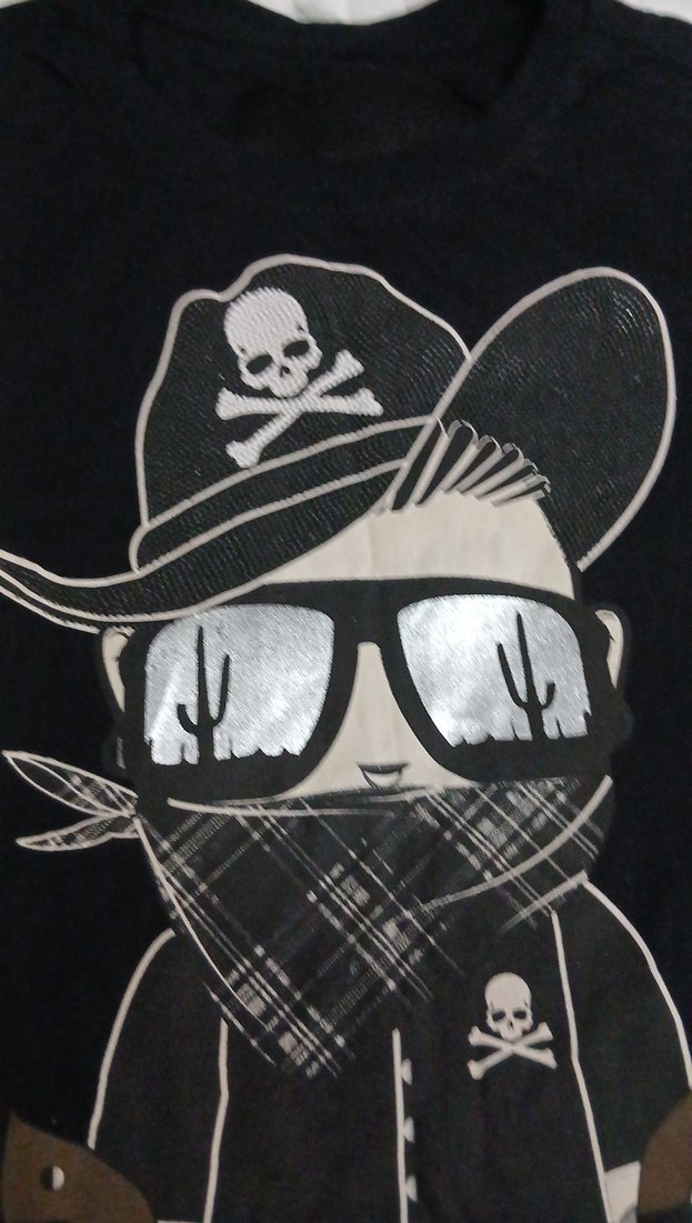 Erkek Siyah Biker Baskılı Kısa Kollu Tişört - Görsel 3