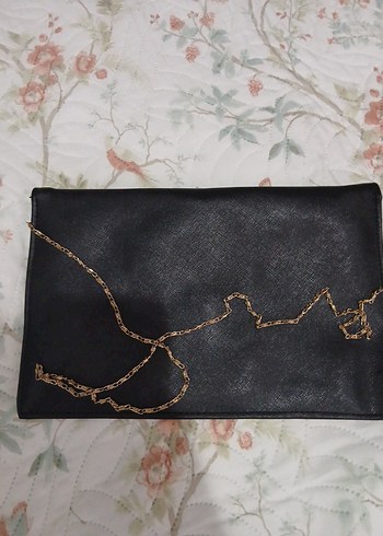 Zincir Detaylı Siyah Deri Kadın Portföy Çanta - Görsel 2