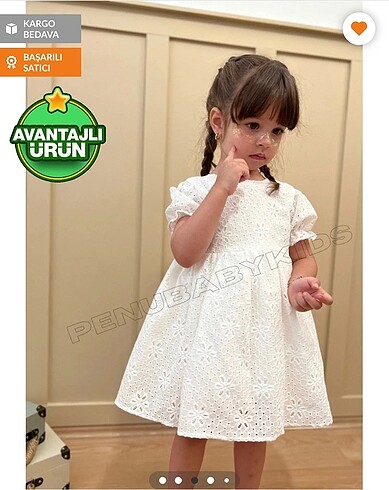 Beyaz full fistolu kız bebek elbise