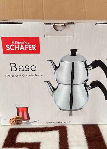 Schafer Base Gri 4 Parça Çelik Çaydanlık Takımı