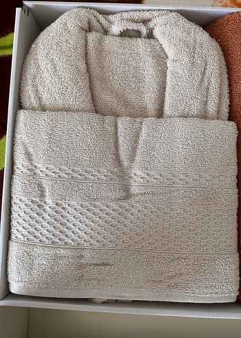 Beden kahverengi Renk Schafer Home 6 Parça Kahverengi Nakışlı Bornoz Seti