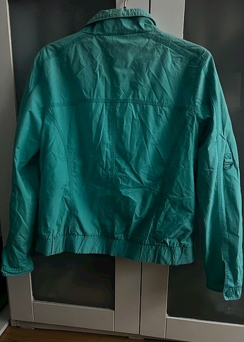 Turkuaz Parlak Fermuarlı Kadın Ceket - Görsel 2