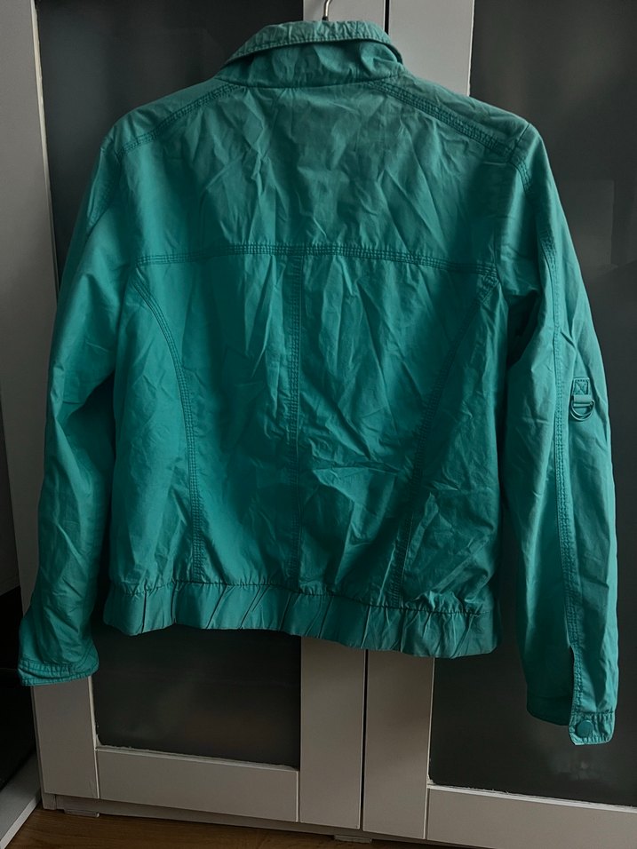 Turkuaz Parlak Fermuarlı Kadın Ceket - Görsel 2