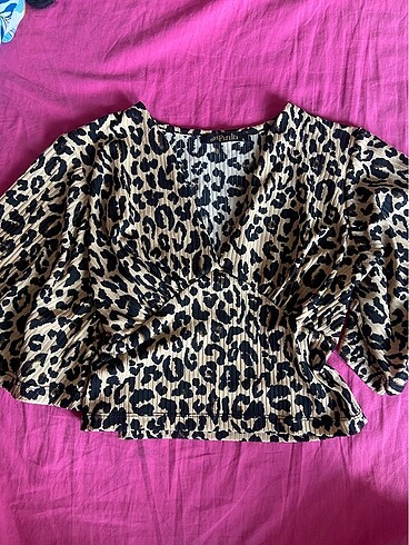 Leopar desenli bluz