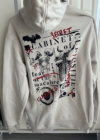 m Beden Gri Baskılı Kadın Kapüşonlu Sweatshirt