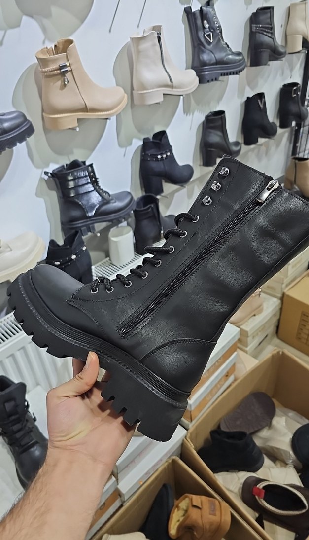 Siyah Bağcıklı Platform Topuklu Bot - Görsel 2