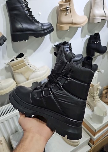 Siyah Kamuflaj Platform Topuklu Kadın Bot - Görsel 2