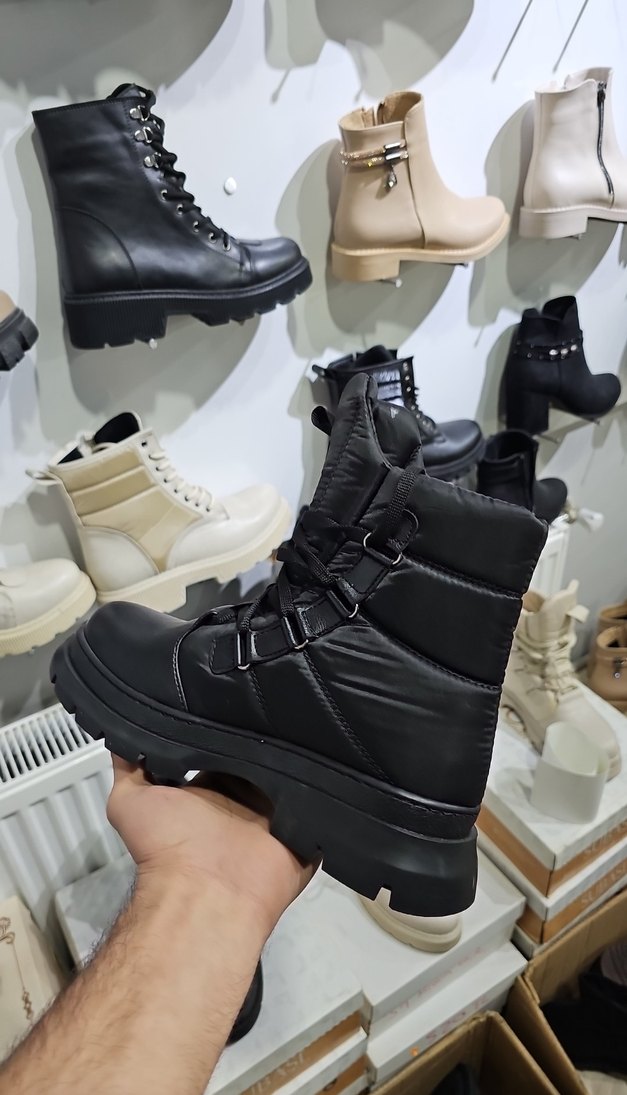 Siyah Kamuflaj Platform Topuklu Kadın Bot - Görsel 2