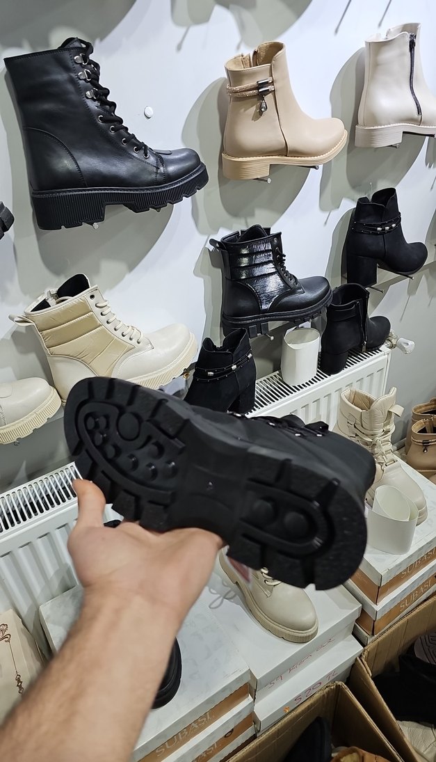 Siyah Kamuflaj Platform Topuklu Kadın Bot - Görsel 3