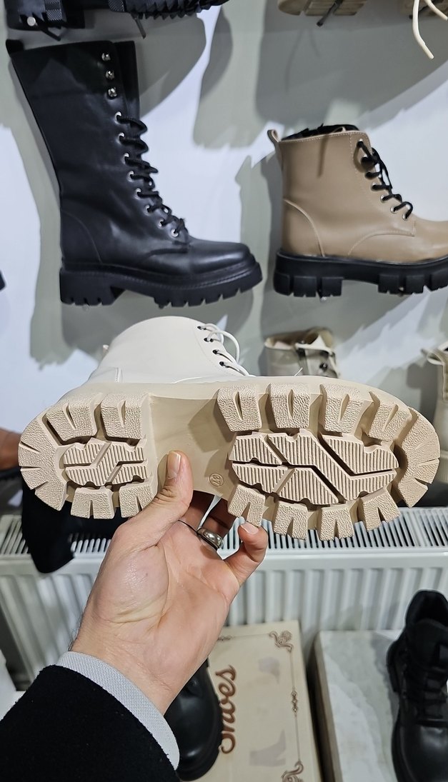 Bej Bağcıklı Platform Topuklu Kadın Bot - Görsel 2