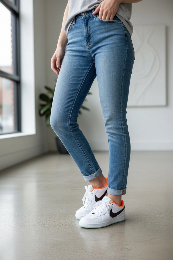 Beyaz Bağcıklı Spor Ayakkabı Stiletto Topuklu - Görsel 2