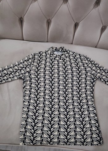 Diğer Düğmeli Baskılı Uzun Kollu Kadın Gömlek