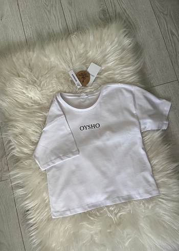 Oysho Beyaz Kısa Kollu Crop Tişört XL - Görsel 3
