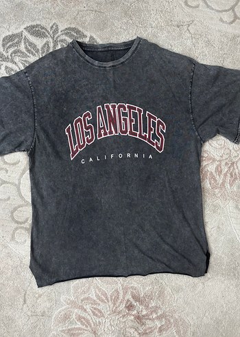 Gri Kız Denim Tişört Los Angeles Baskılı