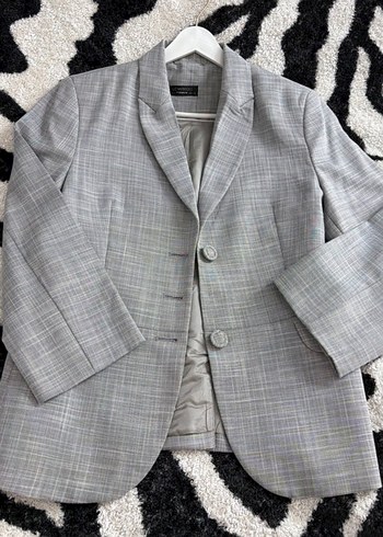 Zara Gri Ekose Blazer Ceket